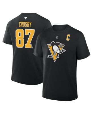 Men's Sidney Crosby Black Pittsburgh Penguins Authentic Stack Name & Number T-Shirt