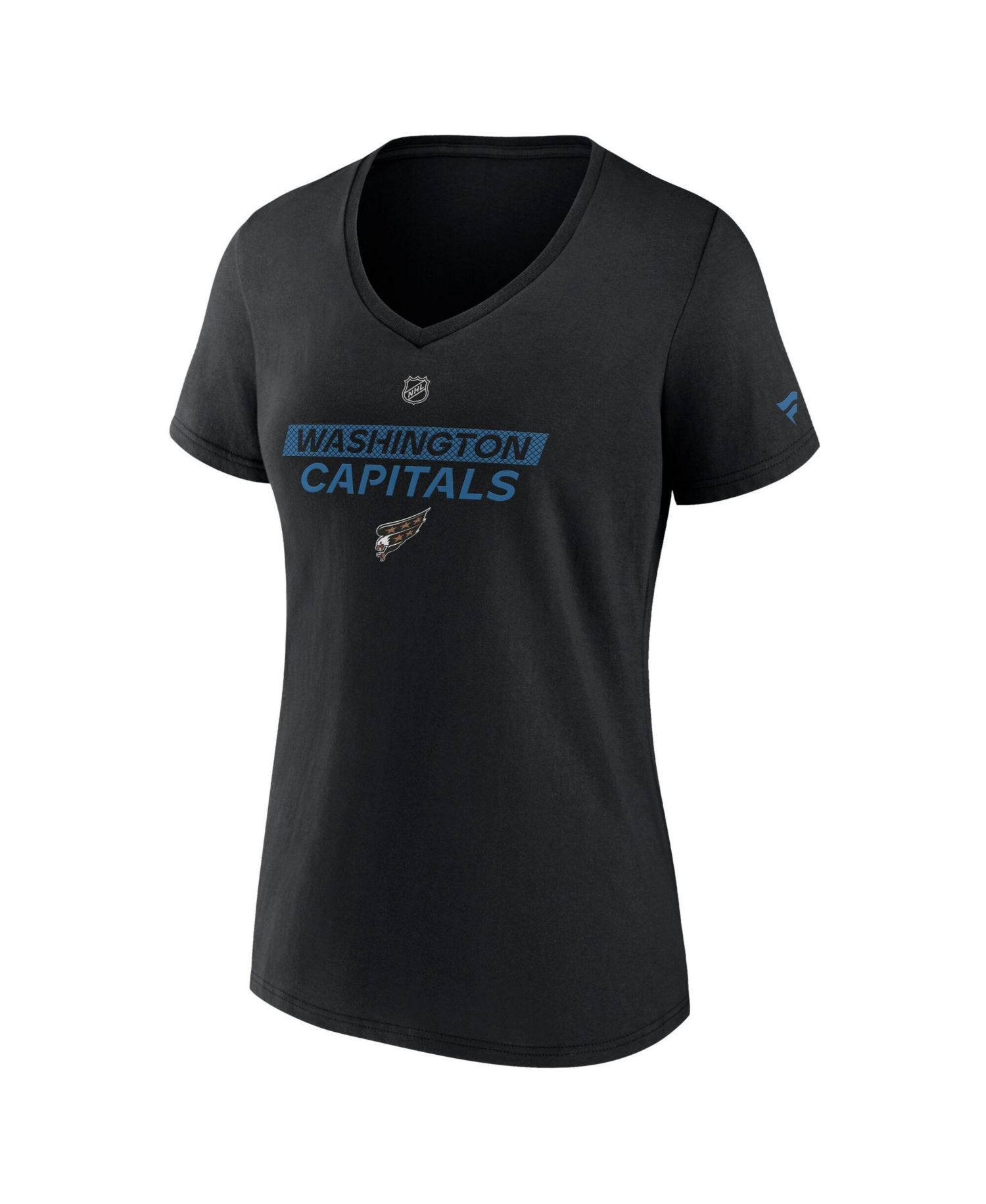 Women's Black Washington Capitals Authentic Pro Alt Logo V-Neck T-Shirt