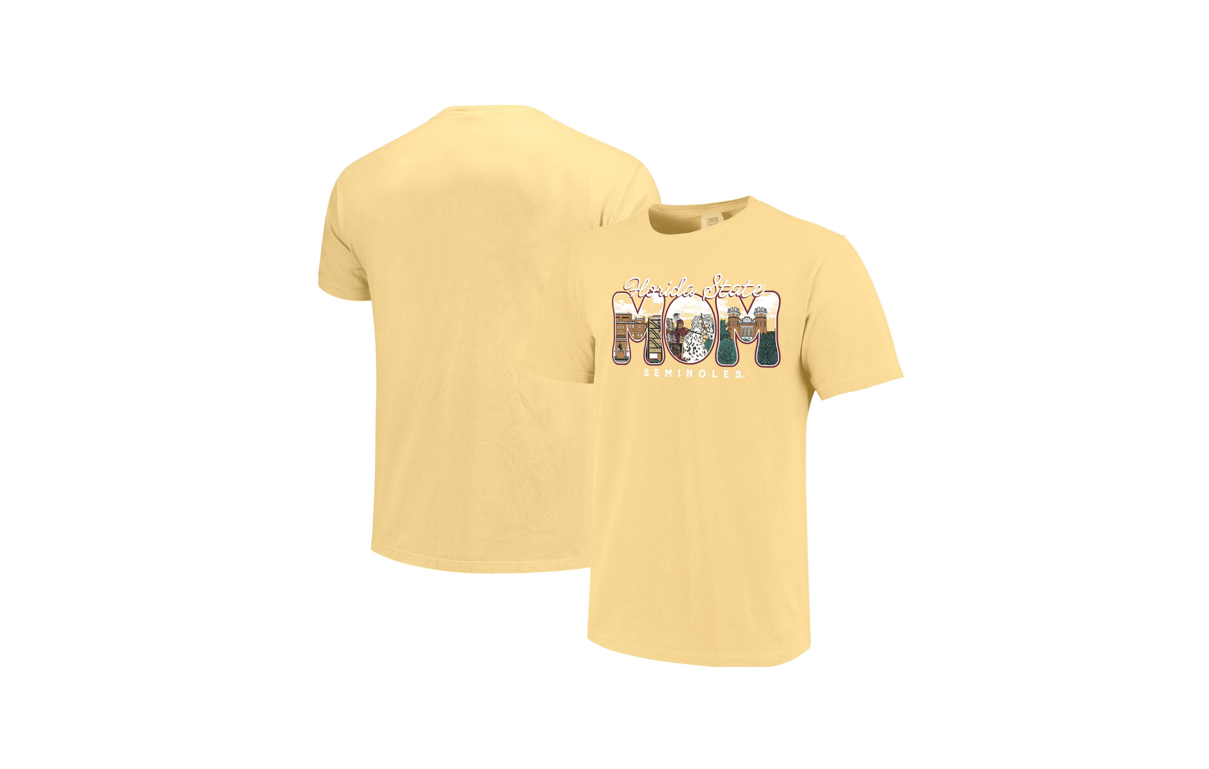 Image One Women's Gold Florida State Seminoles Comfort Colors Campus Drawing Mom T-Shirt