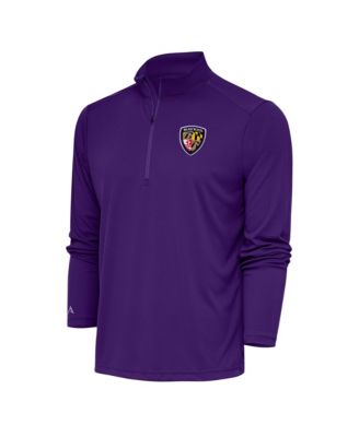 Men's Purple Baltimore Ravens Team Logo Throwback Tribute Quarter-Zip Pullover