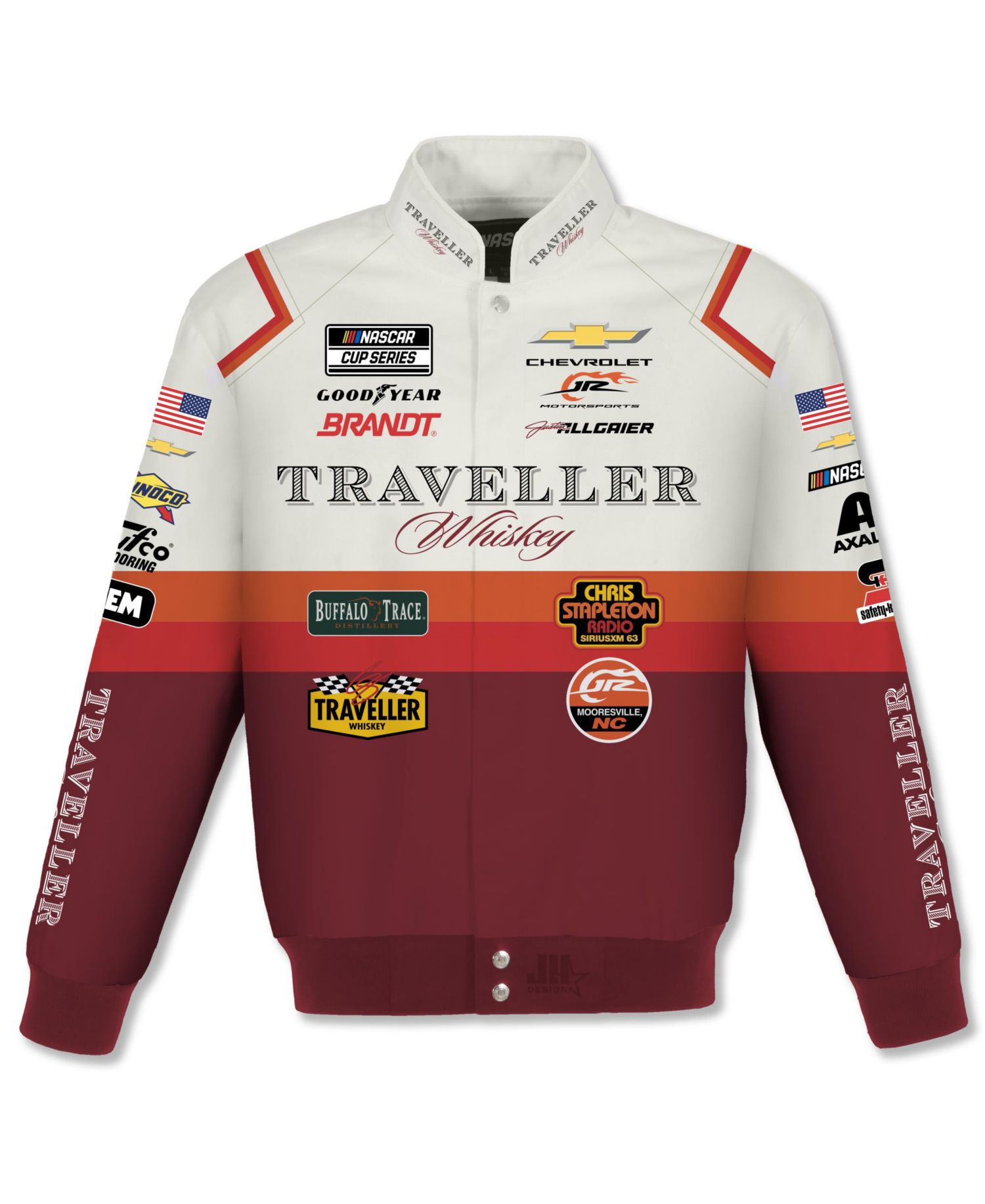 Men's Red/White Justin Allgaier Traveller Whiskey Full-Snap Twill Racing Jacket