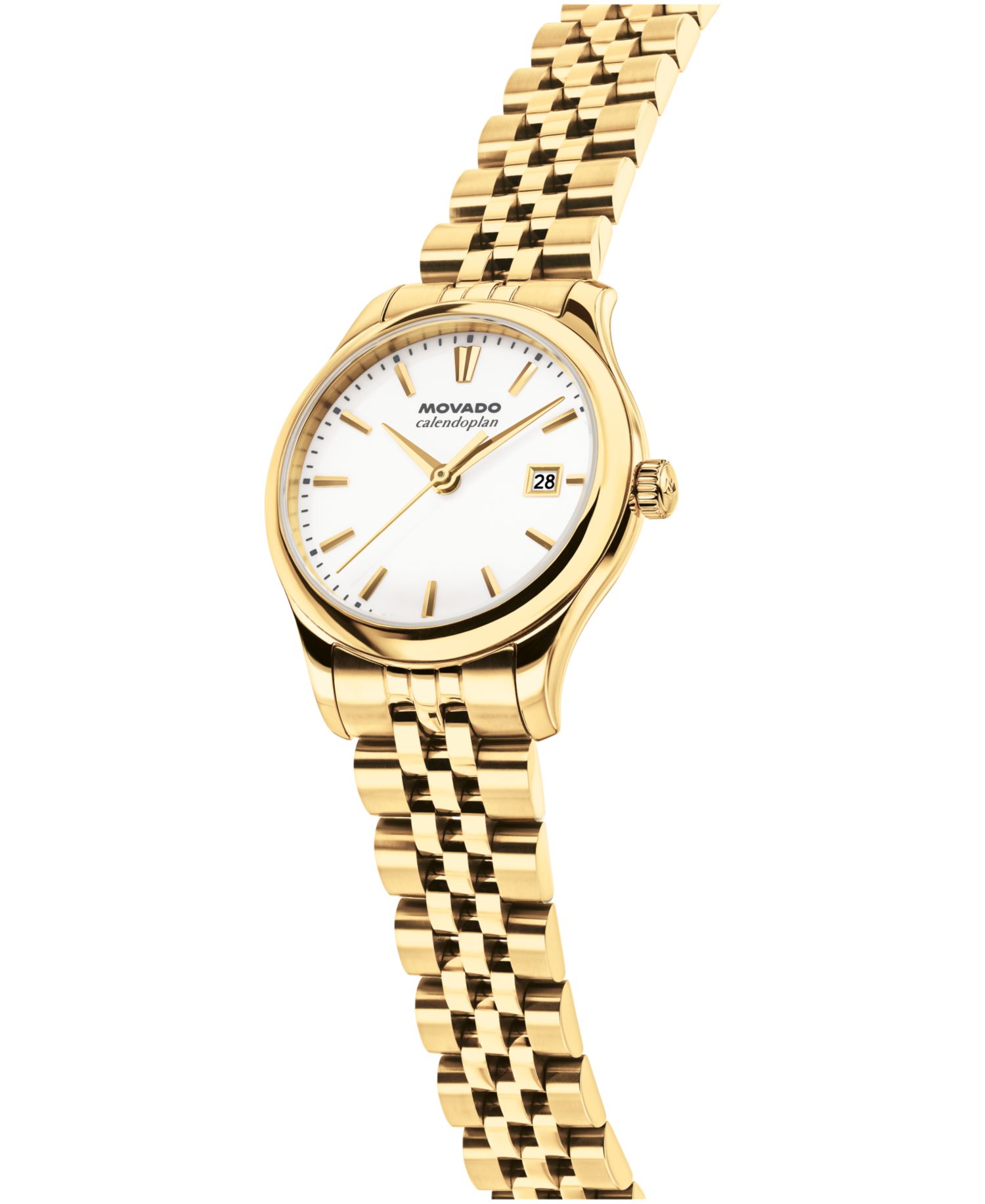 Women's Calendoplan Swiss Quartz Ionic Plated Light Yellow Gold Steel Watch 27mm