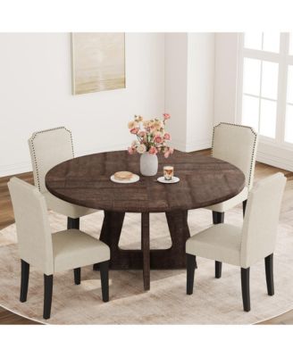 47 in Round Large Dining Table Set for 4 to 6, Table with Wooden Top and Legs for Home Dining Room or Living Room - (No Chairs)