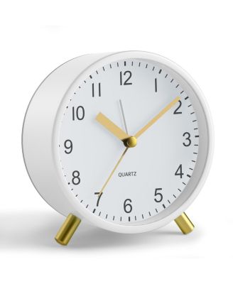 4 Inch Analog Alarm Clock Silent Non Ticking Night Light Loud Alarm 1x AA Battery Simple Design for Any Room