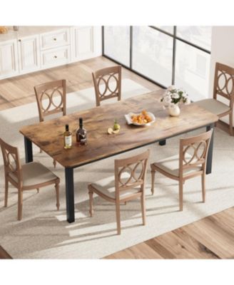 78.7" Dining Table for 6-8, Industrial Farmhouse Kitchen Table with Metal Legs, Easy Assembly