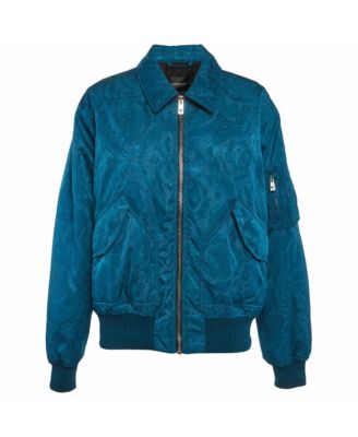 Teal Nylon Barocco Bomber Jacket