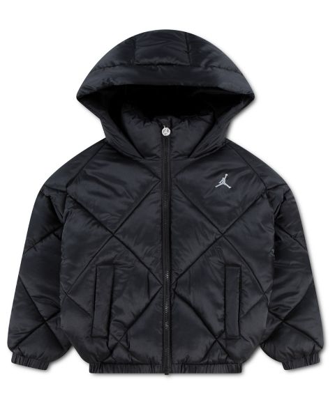 Куртка Jordan Diamond Quilted Midweight Puffer Jacket для девочек, цвет: Чёрный
