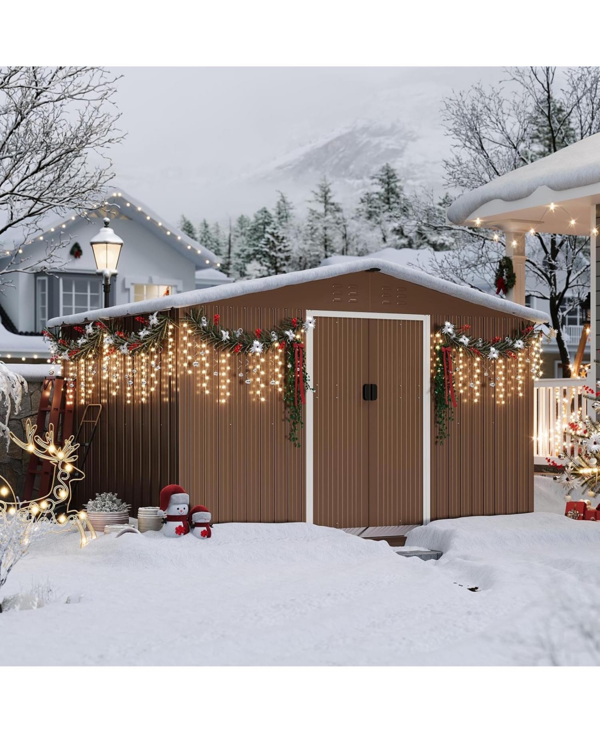 gaomon Large Metal Outdoor Storage Shed, Galvanized Steel Arden Tool Shed with Lockable Double Doors and Breathable Vent
