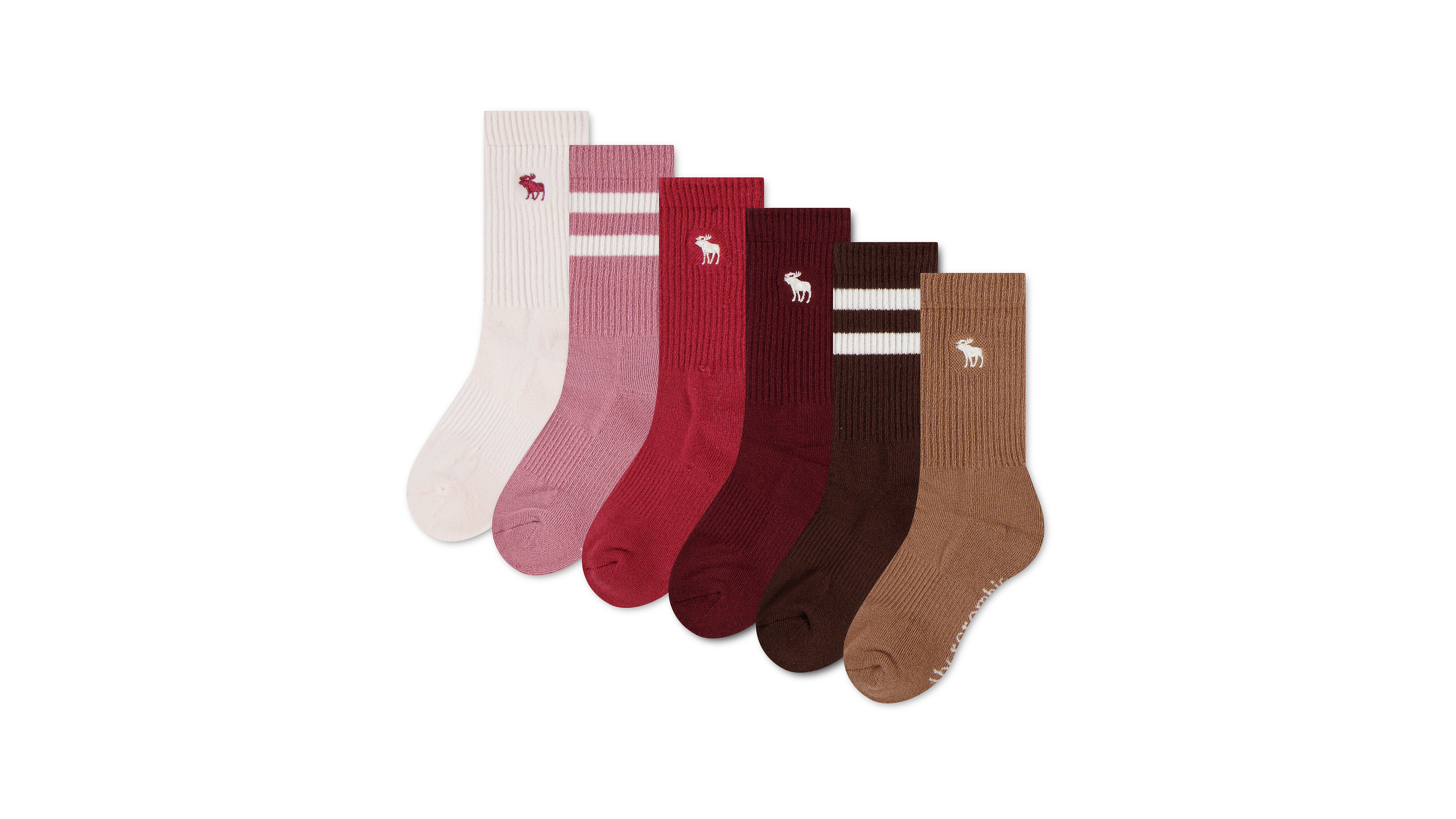 abercrombie kids Boys' and Girls' 5-11 Core Stripe Crew Socks, 6-Pack