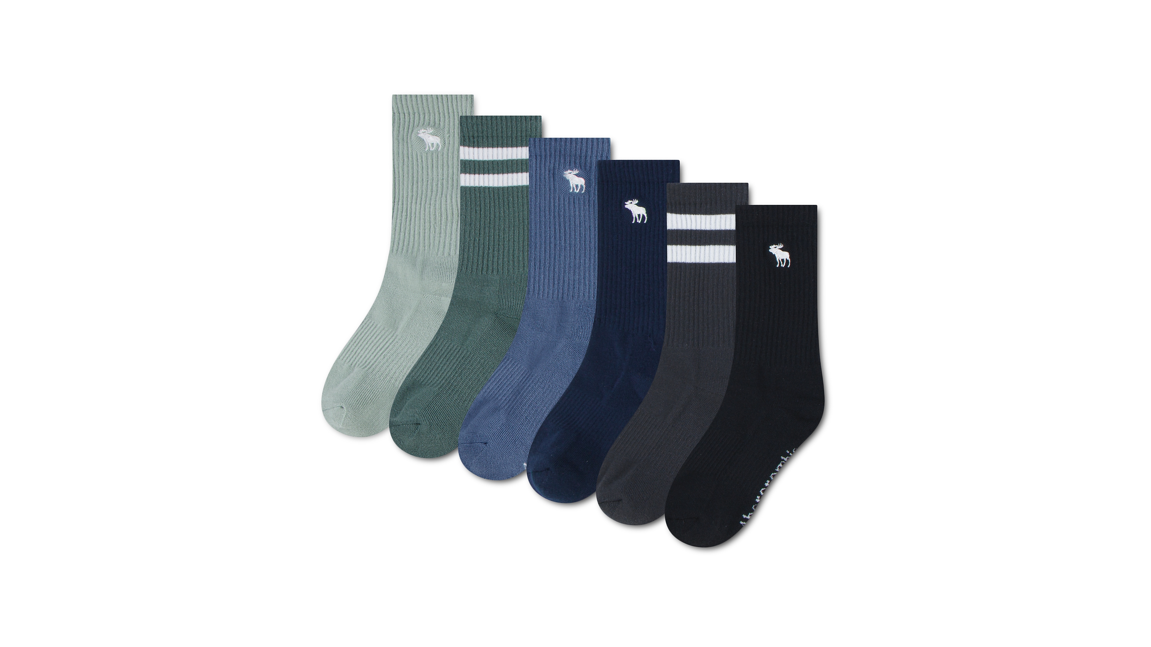 abercrombie kids Boys' and Girls' 5-11 Core Stripe Crew Socks, 6-Pack