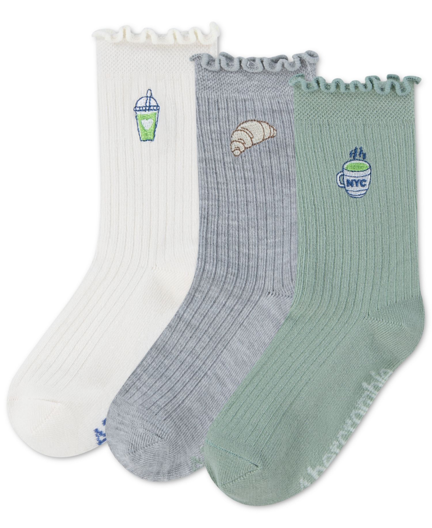 Girls' 5-11 Half-Crew Lettuce Socks, 3-Pack