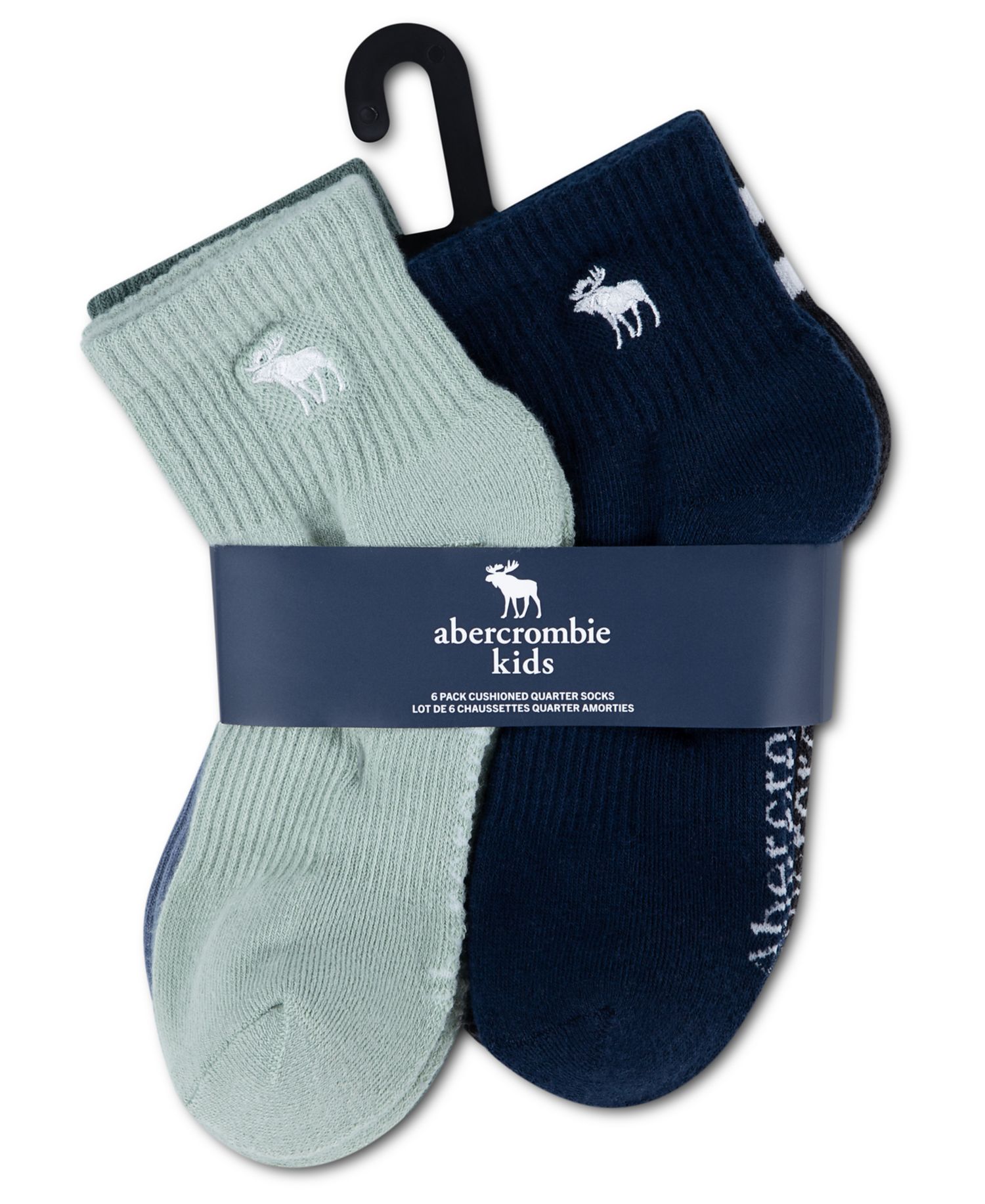 Boys' 5-11 Core Stripe Quarter Socks, 6-Pack