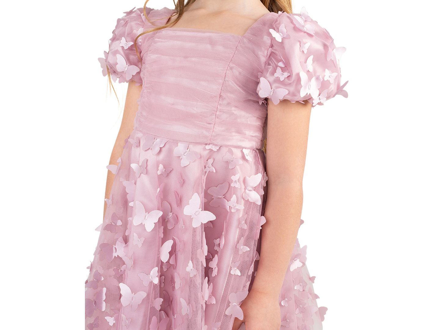 Платье Rare Editions 3D Butterfly Mesh Skirt Dress для девочек, цвет: Розовато-лиловый — фото 2