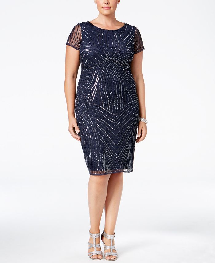 Adrianna Papell Plus Size Sequined Sheath Dress - Macy's