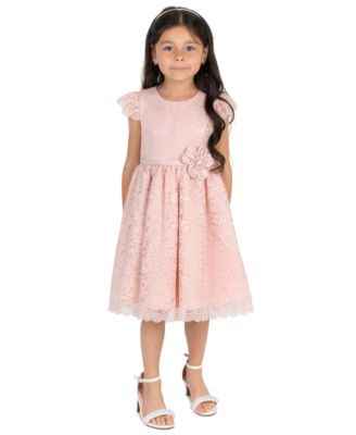 Girls' 2T-6X Lace Flutter Sleeve Dress