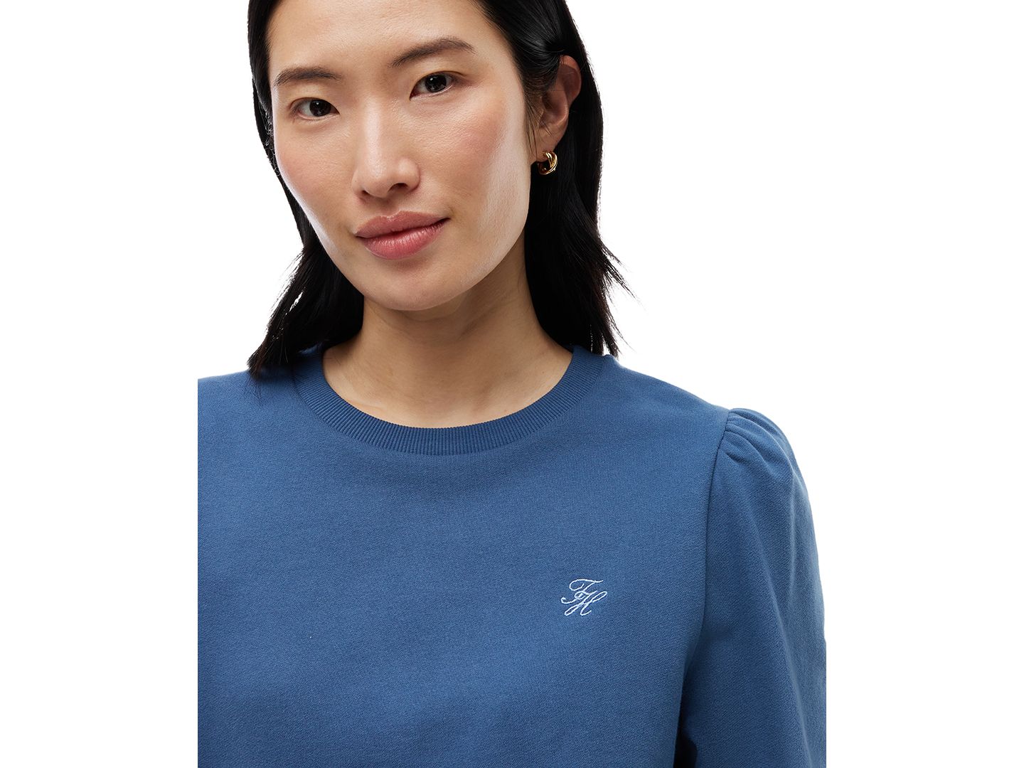 Женский свитшот Tommy Hilfiger Puff-Sleeve Script, цвет: Морской — фото 3