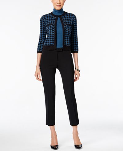 Anne Klein Houndstooth Cardigan, Turtleneck & Skinny Pants