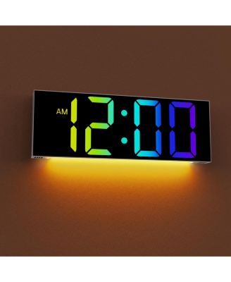 12 Inch Large Digital Wall Clock with RGB Colors Auto DST Night Light Perfect for Bedroom Classroom Gift for Elderly
