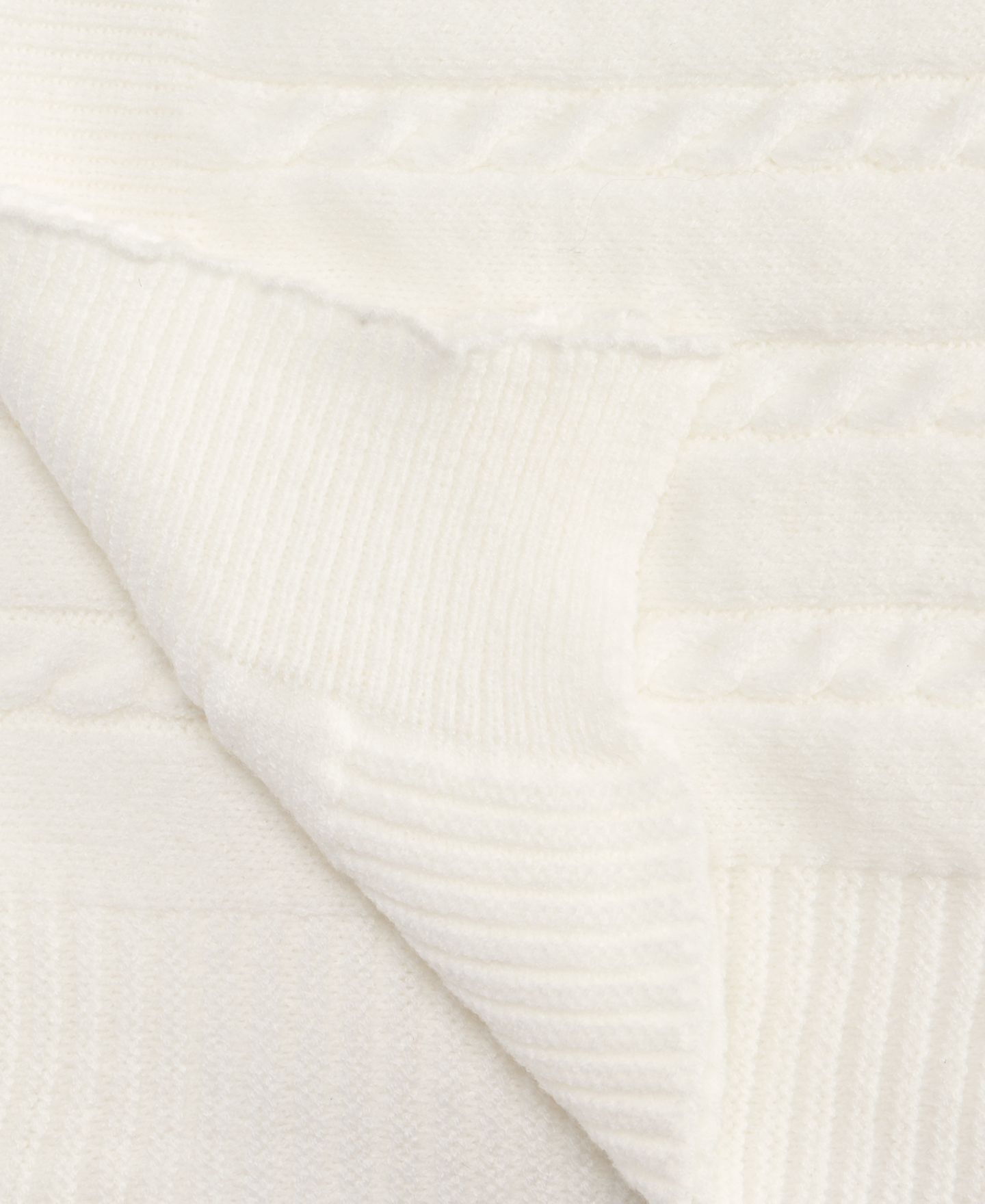Плед First Impressions Ultrasoft Cable-Knit Ribbed-Border Blanket для малышей, цвет: Слоновая кость — фото 3