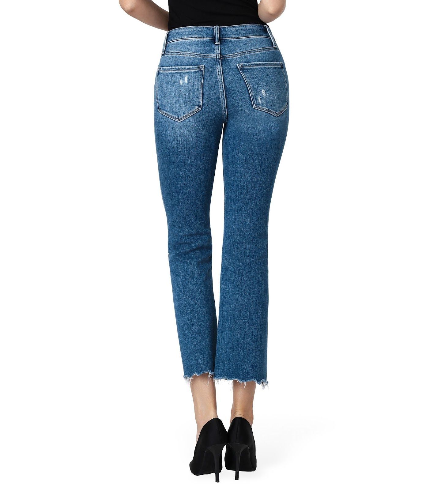 Женские джинсы Flying Monkey High Rise Raw Distressed Hem Kick Flare, цвет: Синий — фото 5