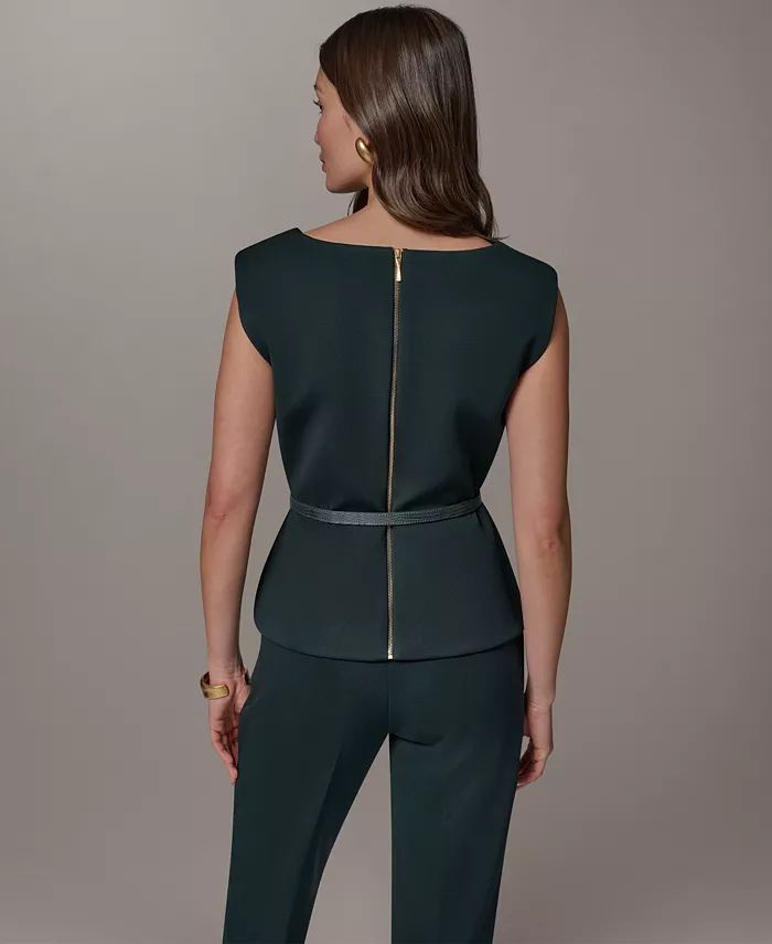 Women's Square Neck Belted Sleeveless Top - thumbnail 5