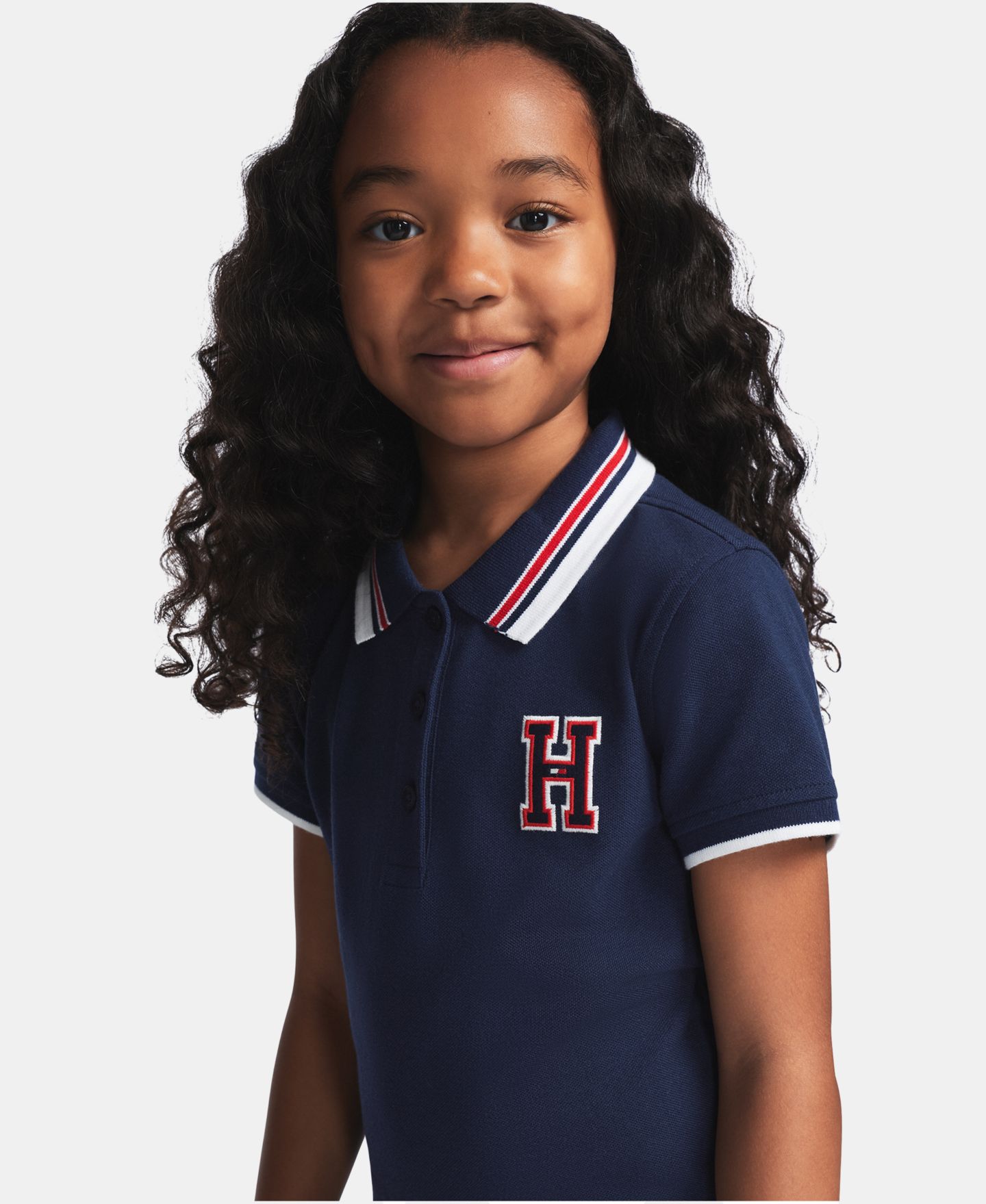 Платье Tommy Hilfiger Short-Sleeve Polo Dress для девочек, цвет: Тёмно-синий — фото 4