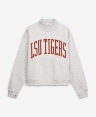Women's Ash LSU Tigers Oversized Nelson Mock Neck Sweatshirt