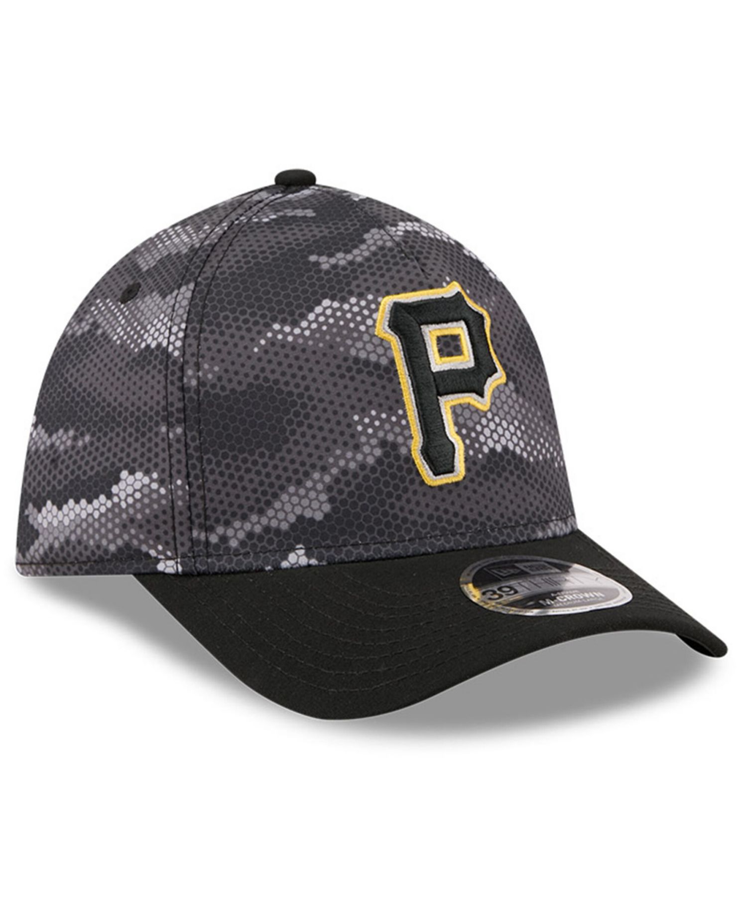 Men's Black Pittsburgh Pirates Camo 39THIRTY A-Frame Flex Hat