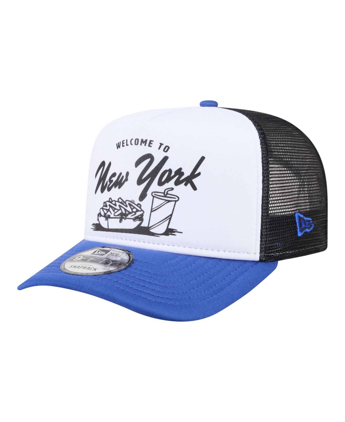 Мужская кепка New Era White/Royal New York Mets Foodie A-Frame 9FIFTY Trucker Snapback Hat — фото 3