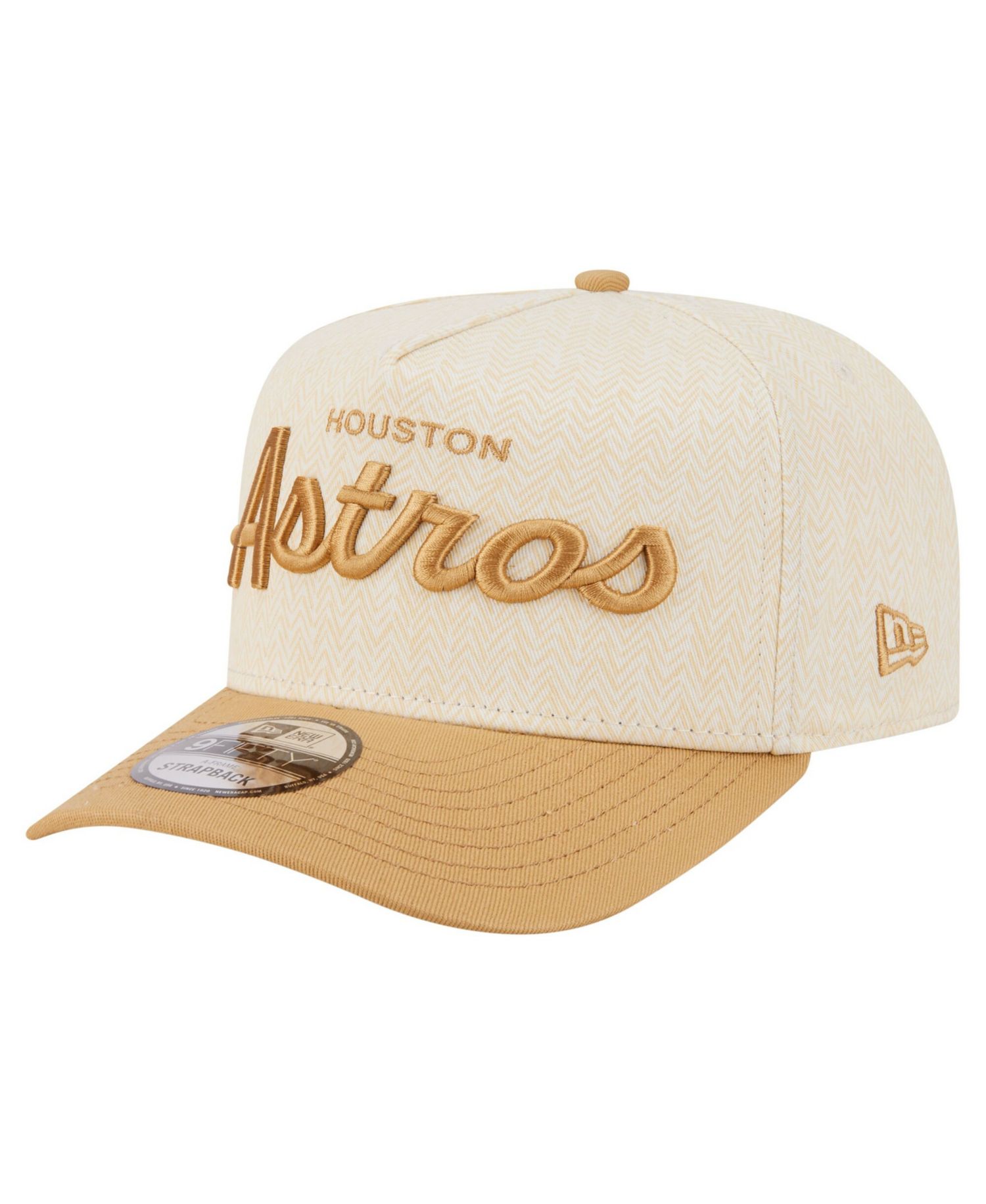 Men's Cream Houston Astros Herringbone 9FIFTY A-Frame Snapback Hat
