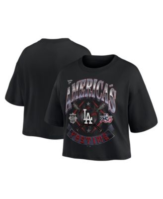 Women's Black Los Angeles Dodgers Americana Crop T-Shirt