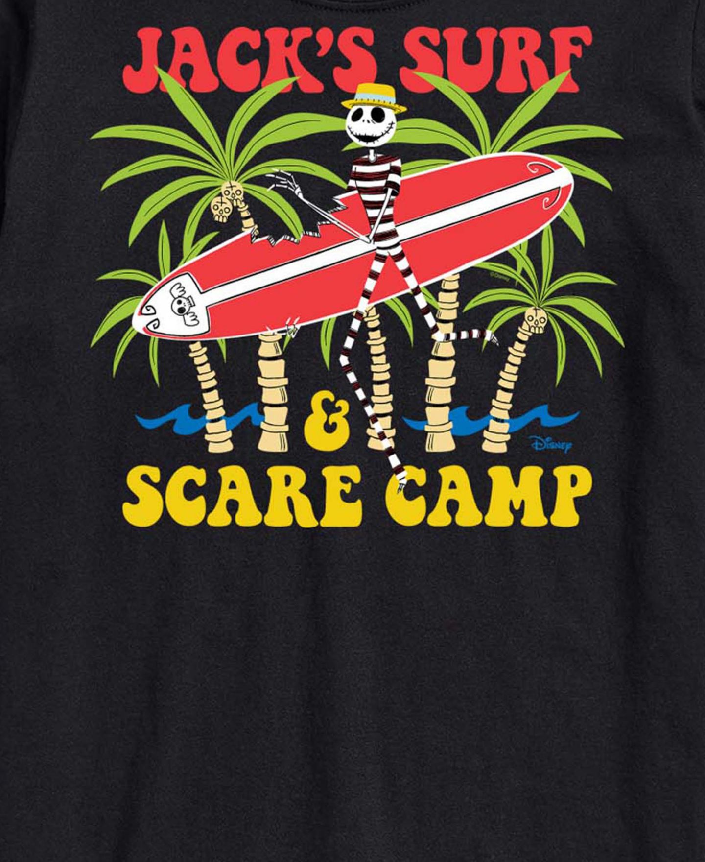 Мужская футболка AIRWAVES The Nightmare Before Christmas Surf Scare Camp Graphic, цвет: Чёрный — фото 3