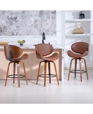 26 Inches Mid-Century Modern Swivel Bar Stools, Set of 3