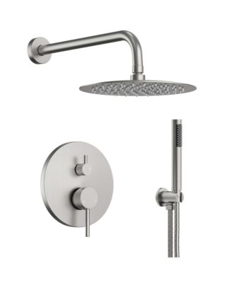 Pressure Balance Shower System with 10 inch Rainfall Shower Faucet and Handheld Shower Spray Brushed Nickel