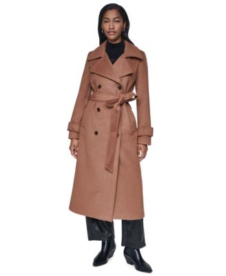 Womens Notch Collar Belted Wrap Coat