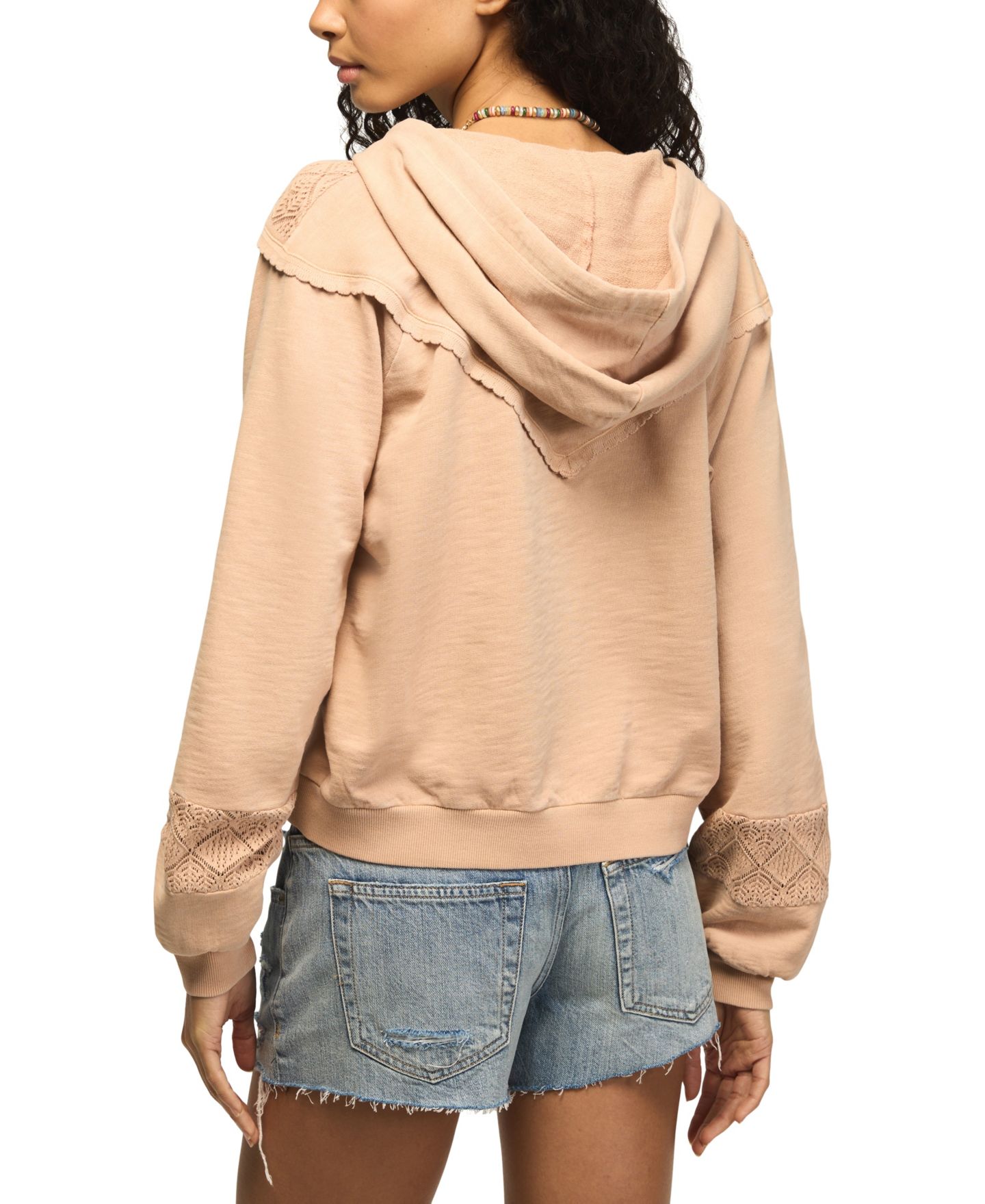Женское худи Lucky Brand Crochet-Yoke V-Neck, цвет: Spanish Villa — фото 5