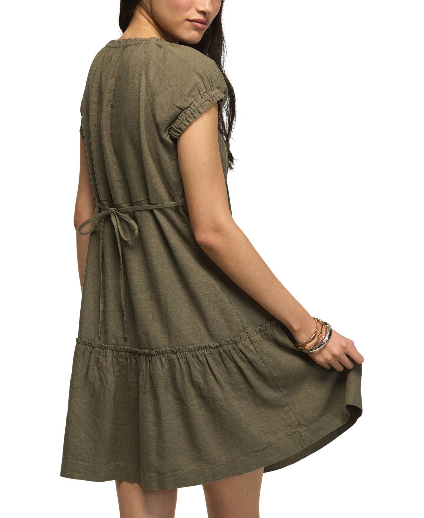 Женское платье Lucky Brand Ruffle-Trim Sweetheart Neck Mini, цвет: Пыльный оливковый — фото 5