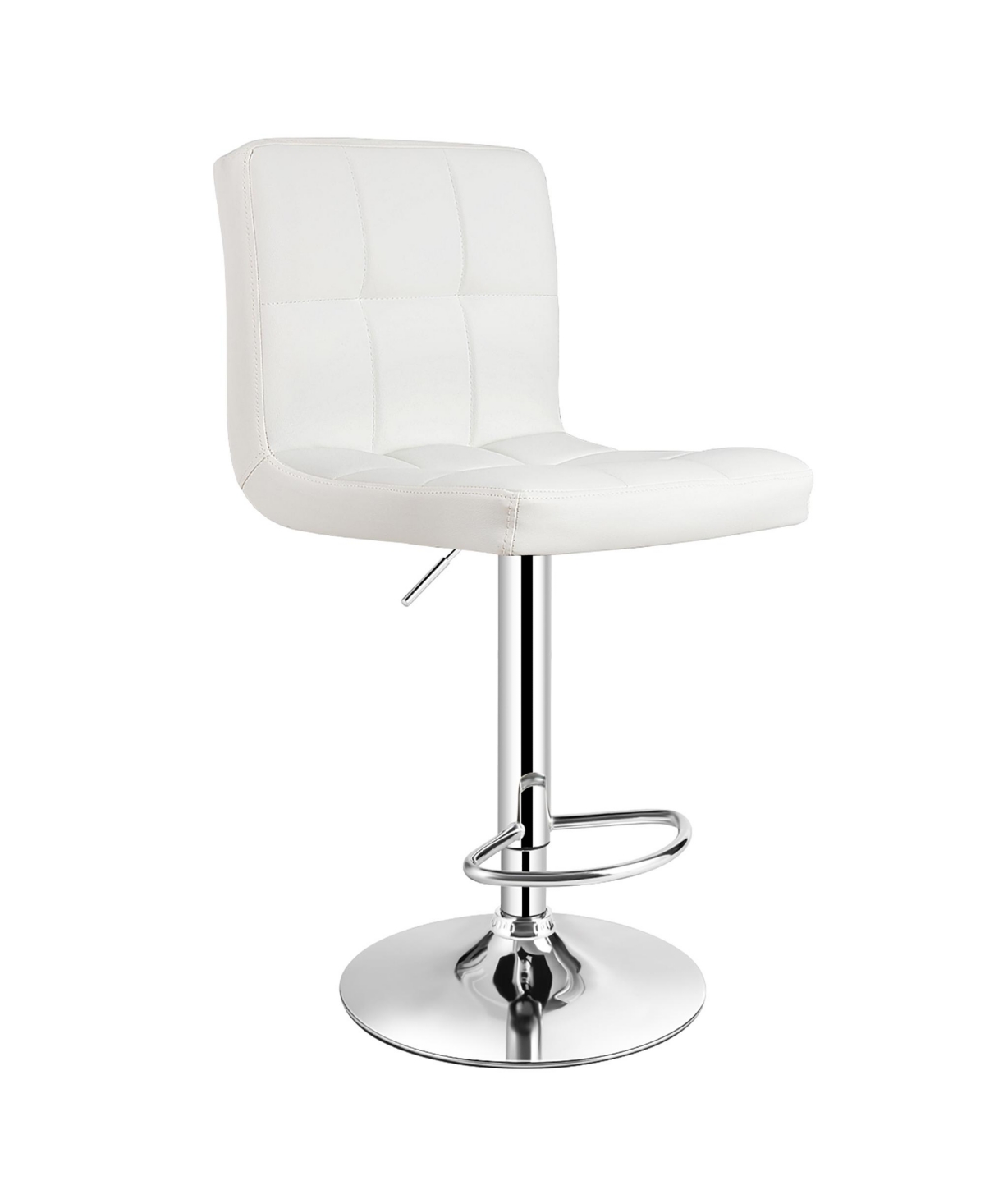 Costway Adjustable Armless Bar Stool Swivel Kitchen Counter Bar Chair Pu Leather Mid Back