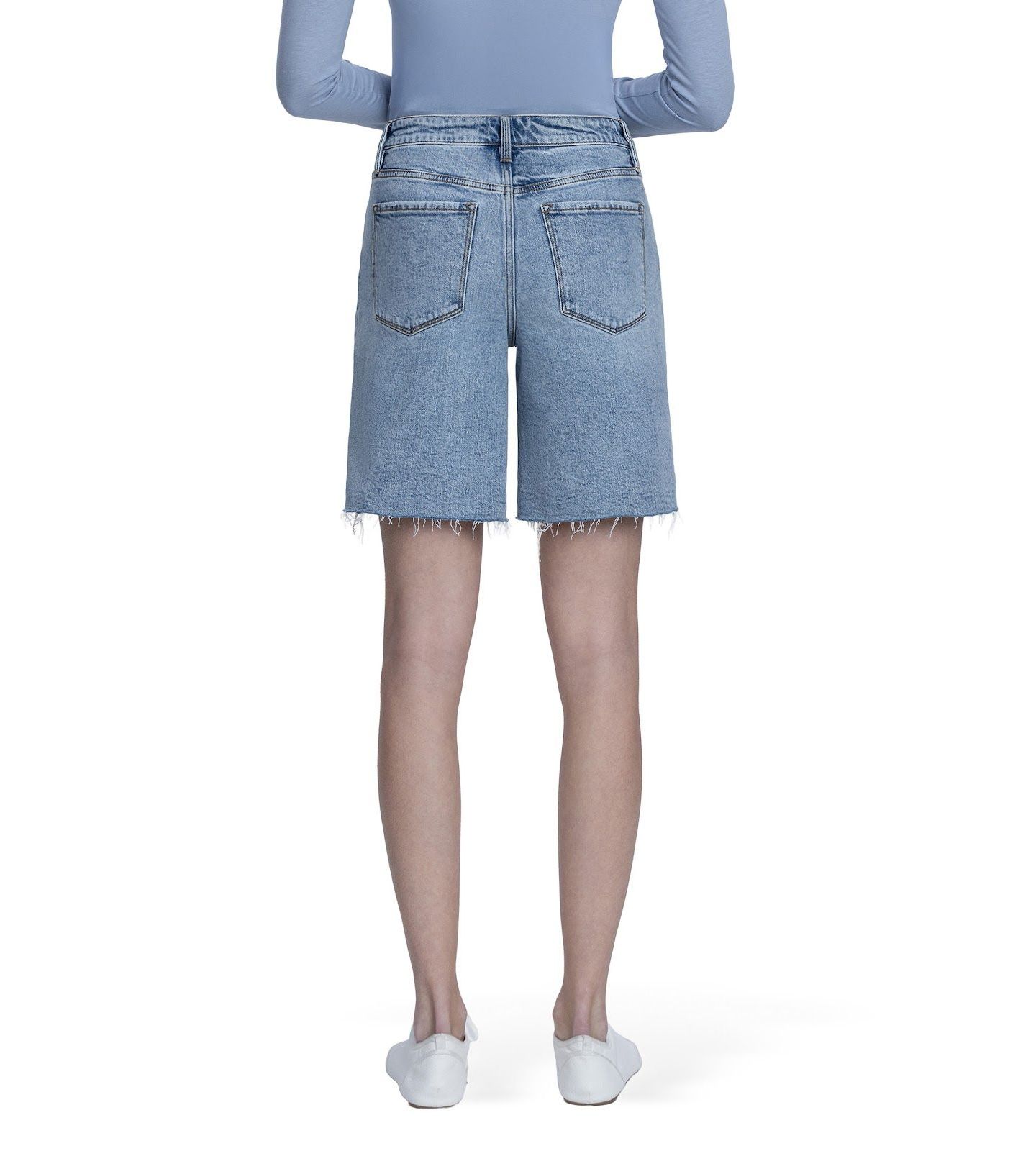 Женские шорты Vervet High Rise Raw Hem Denim Shorts, цвет: Синий — фото 5