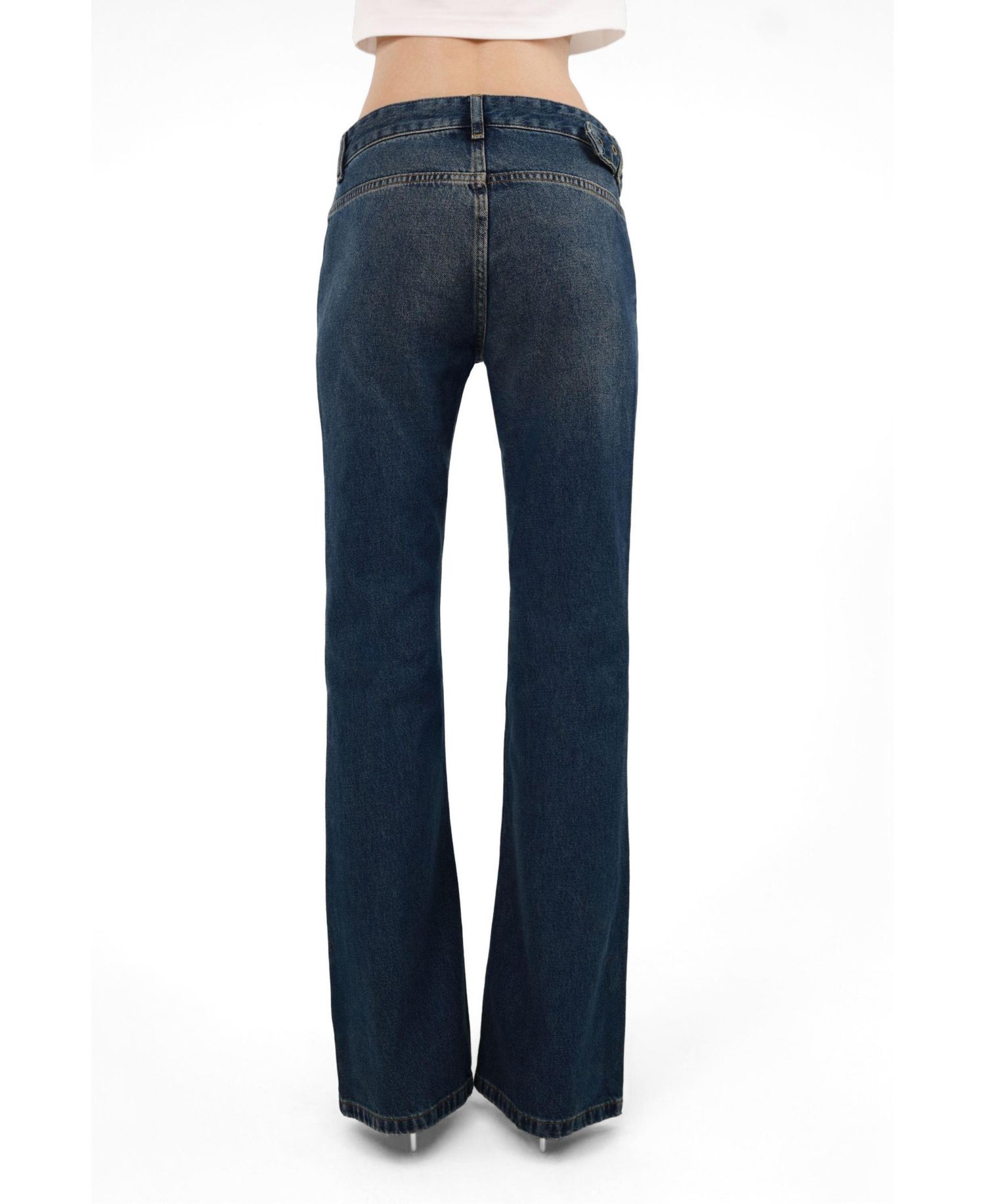 Women's Belted Denim Flare Trousers