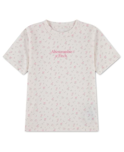 Футболка abercrombie kids Printed Logo Classic T-Shirt для девочек-малышей, цвет: Чёрный
