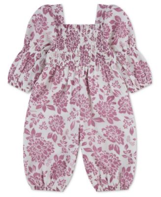 Toddler Girls' 2T-5T Long-Sleeve Smocked Boho Jumpsuit