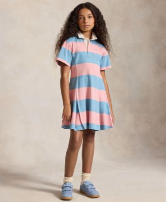Girls' 7-16 Striped Short-Sleeve Rugby Dress