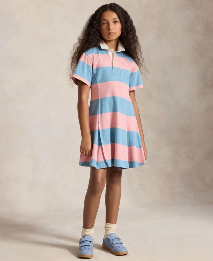 Polo Ralph Lauren Girls' 7-16 Striped Short-Sleeve Rugby Dress
