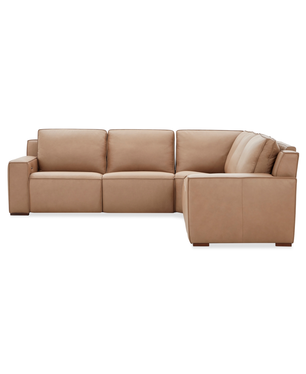 Aspen 3PM 5-Piece Leather Sectional Sofa Set (Laf Recliner, Raf Recliner, 2 Armless Recliner, Corner), Macy's Exclusive - Toast
