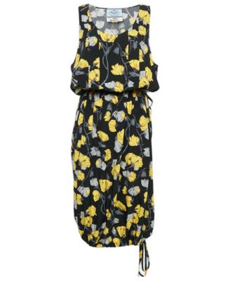 Floral Print Silk Sleeveless Adjustable Midi Dress