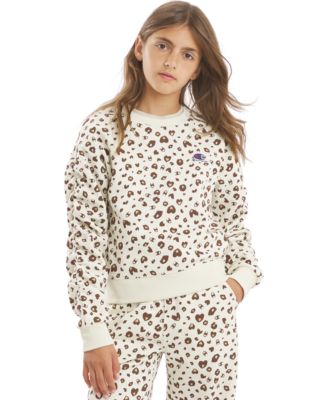 Girls' 7-16 Printed Ruched Crewneck Sweatshirt