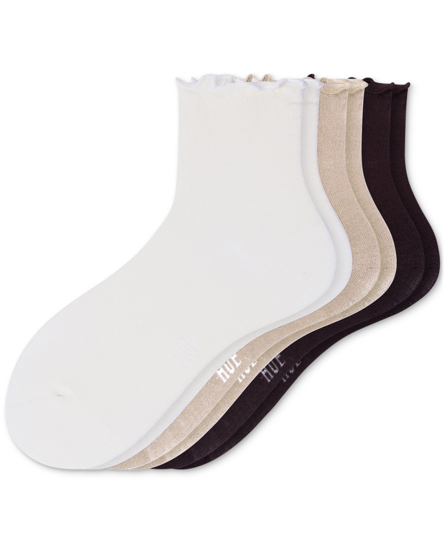 Women's Ruffle Edge Ankle Sock, 3 Pack