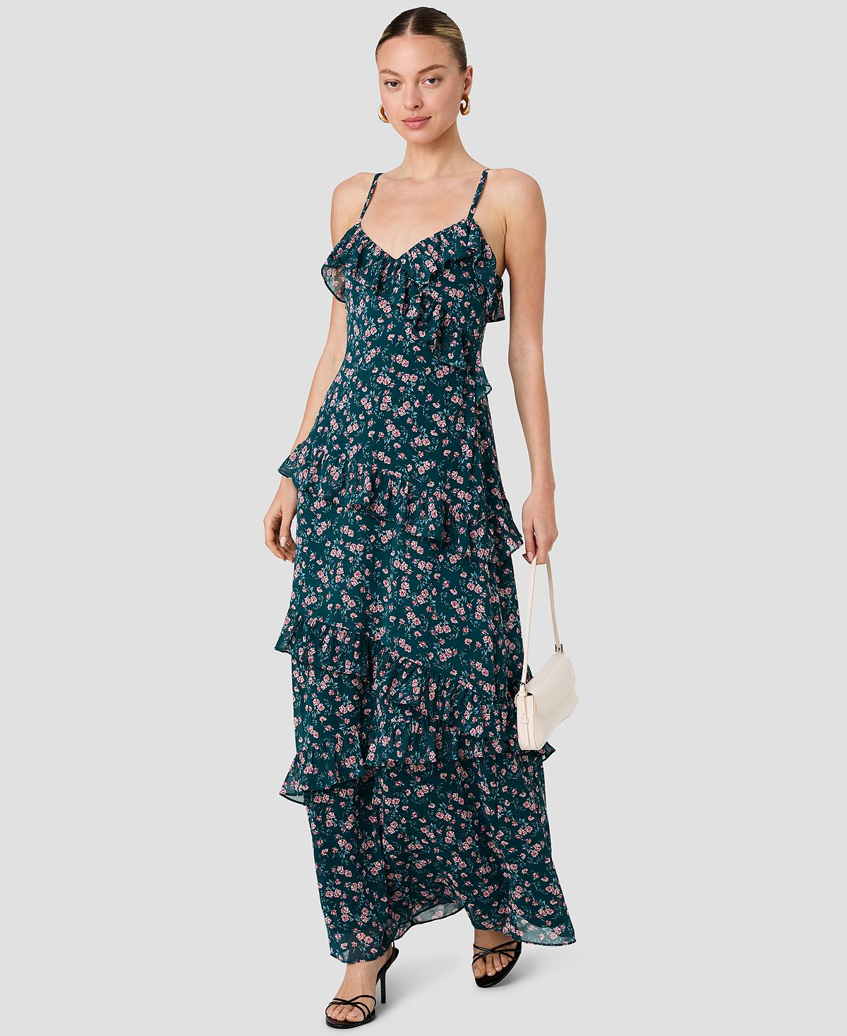 French Connection Women's Printed V-Neck Maxi Dress view 6 — MAYCSS fashion products
