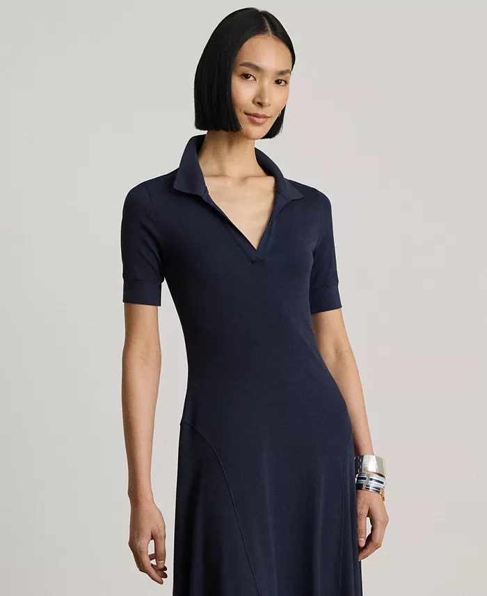Women's Rib Knit Collared Dress - thumbnail 4